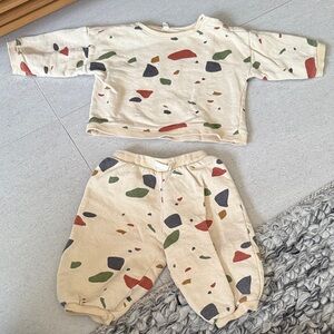 Kids Cream Patterned Matching Set